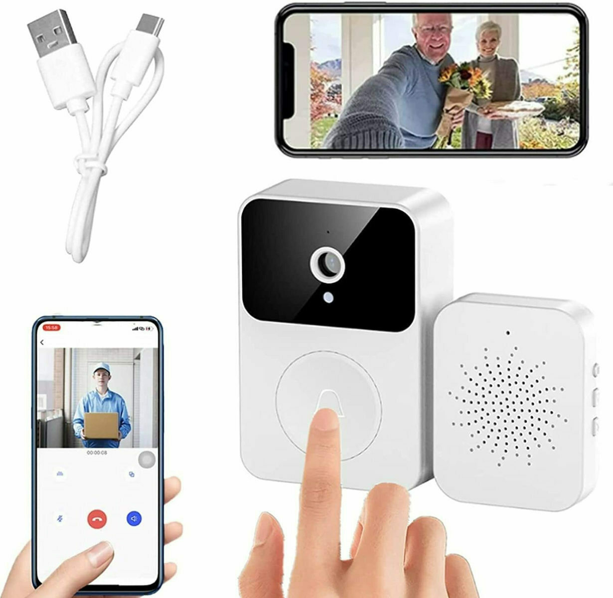 Ασύρματο Κουδούνι Πόρτας με Κάμερα και WiFi Visualizable Smart Doorbell X9